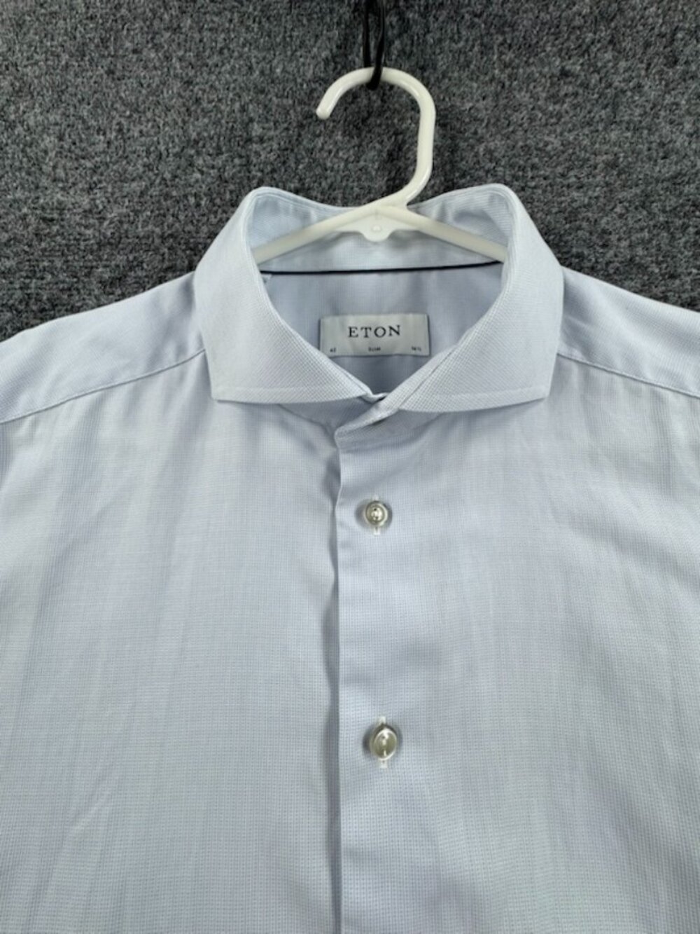 Eton Cambridge Mens Blue 16.5 Slim Premium All Cotton Button Up Work Long Sleeve